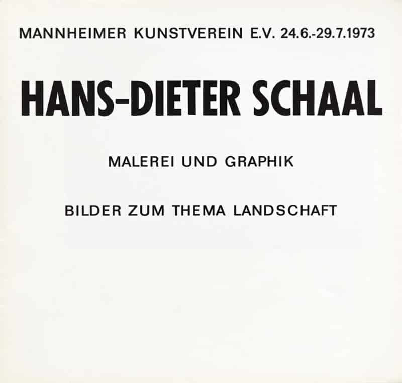 Publikation-Buchcover Hans-Dieter Schaal, Malerei und Graphik, Bilder zum Thema Landschaft, Mannheimer Kunstverein e.V. 24.6. - 29.7.1973