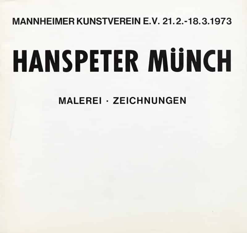 Publikation-Buchcover Hanspeter Münch, Skulpturen-Malerei-Zeichnungen , Mannheimer Kunstverein e.V. 24.6. - 29.7.1973
