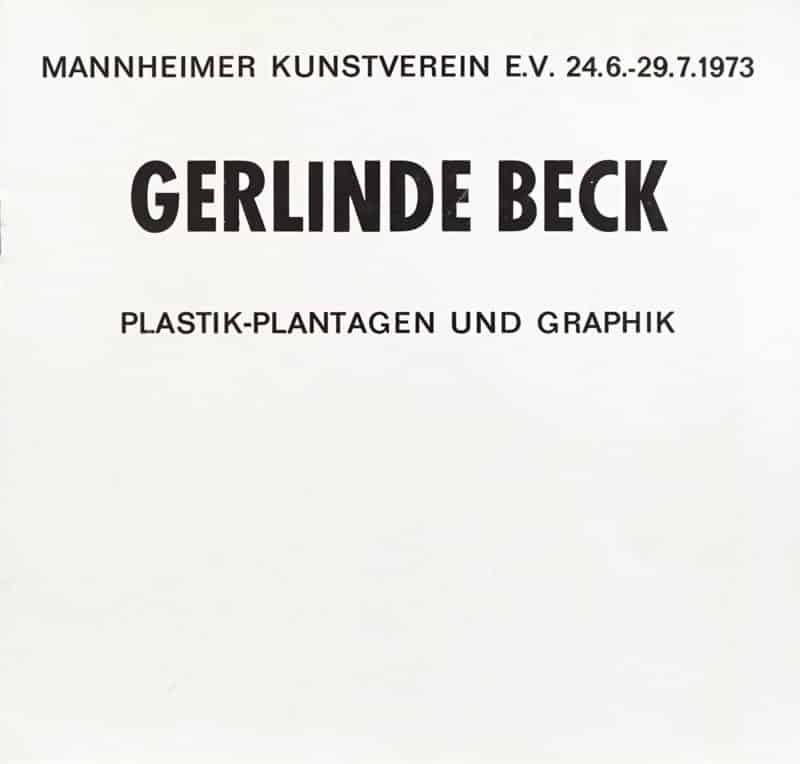 Publikation-Buchcover Gerlinde Beck, Plastik-Plantagen und Graphik Mannheimer Kunstverein e.V. 24.6. - 29.7.1973